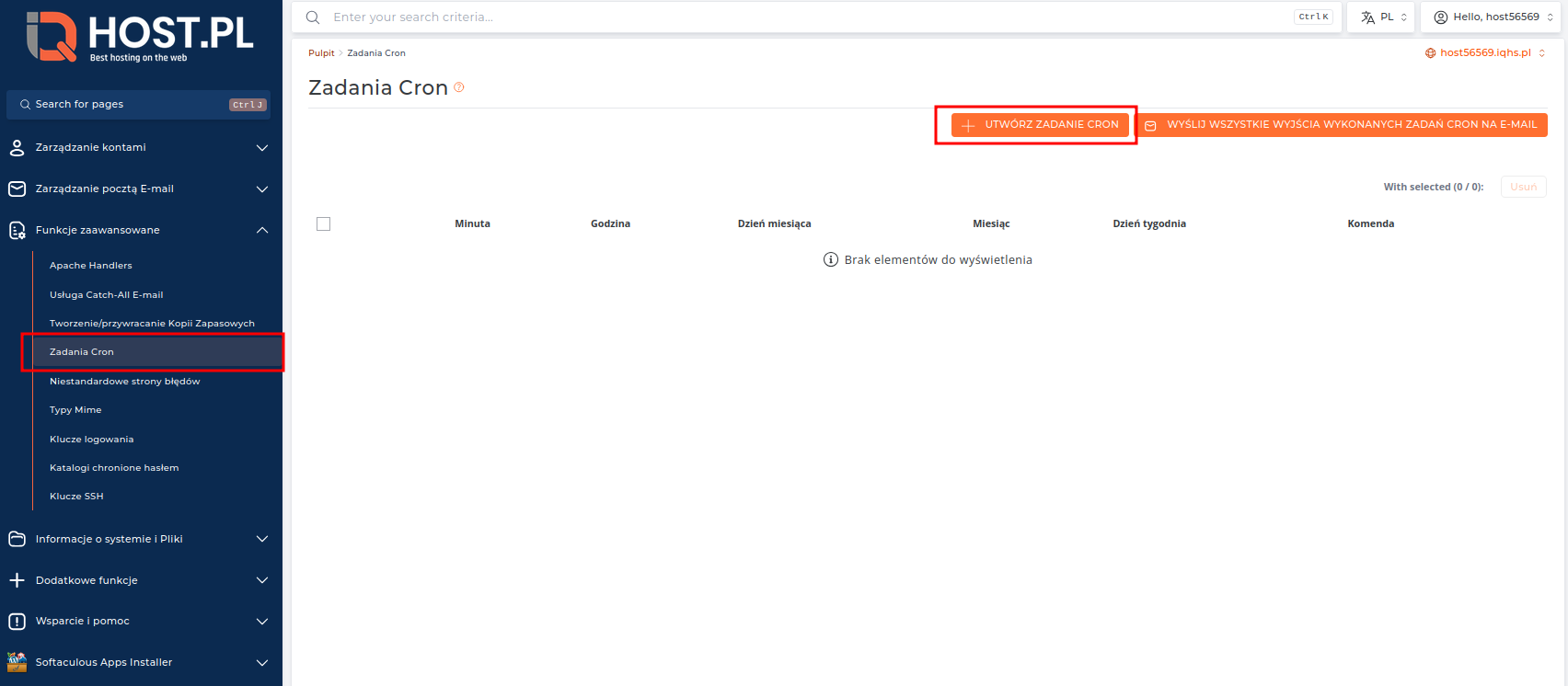 Dodawanie zadania CRON w panelu DirectAdmin