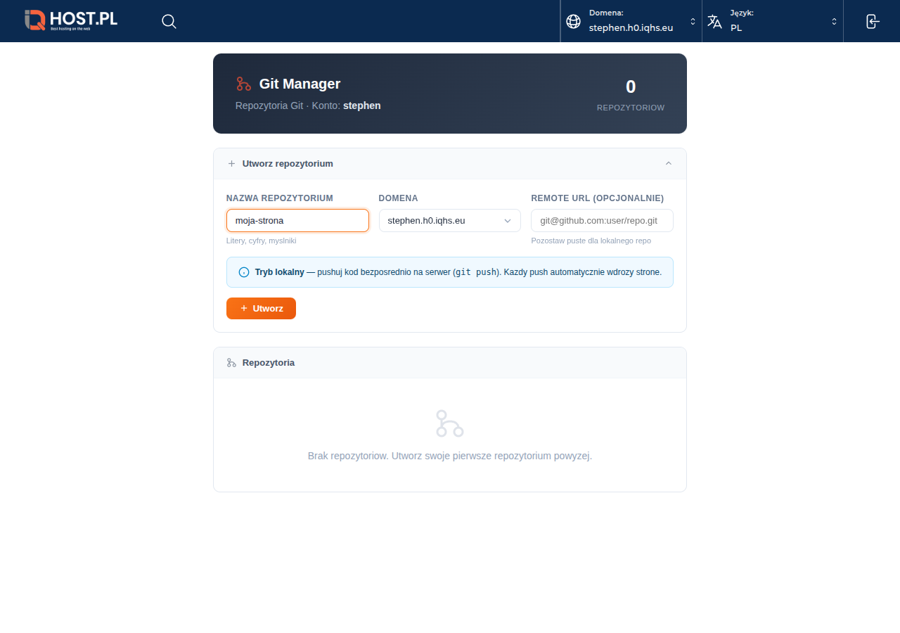Wypełniony formularz — tryb lokalny